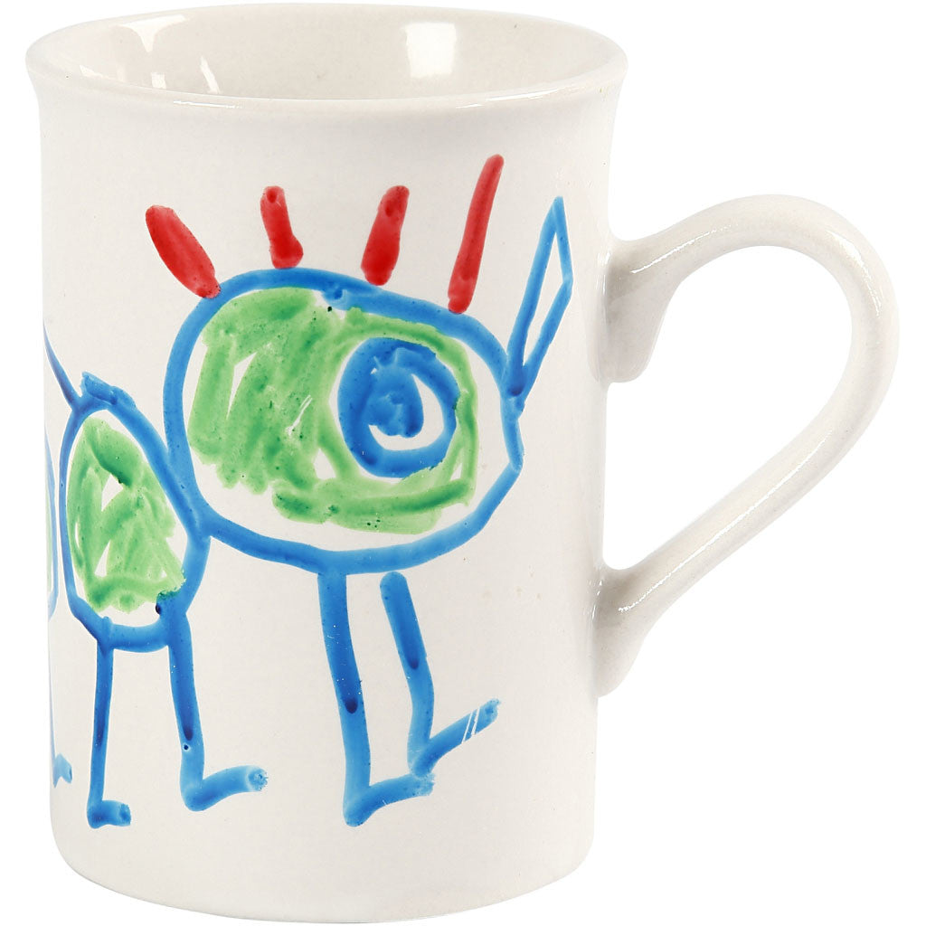 Muggar, H: 10 cm, Dia. 7,4 cm, 245 ml, vit, 1 st. [HOB-555970]