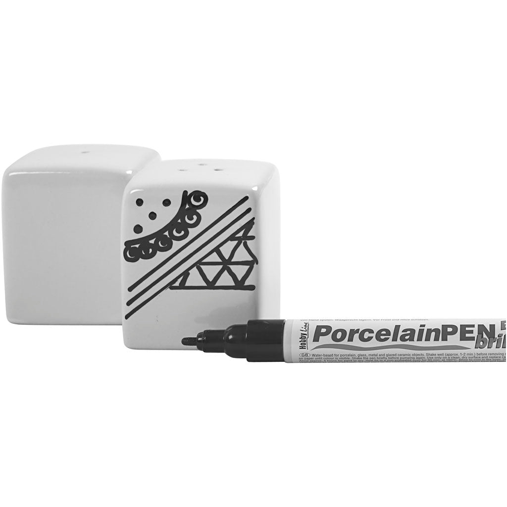 Salt- och pepparset, H: 6 cm, stl. 5x5 cm, blank, vit, 6 set/ 1 låda [HOB-55604]