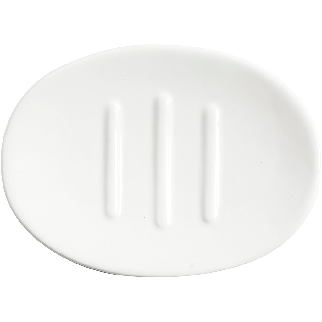 Tvålkopp, H: 2,5 cm, L: 13,5 cm, B: 10 cm, vit, 1 st. [HOB-558660]