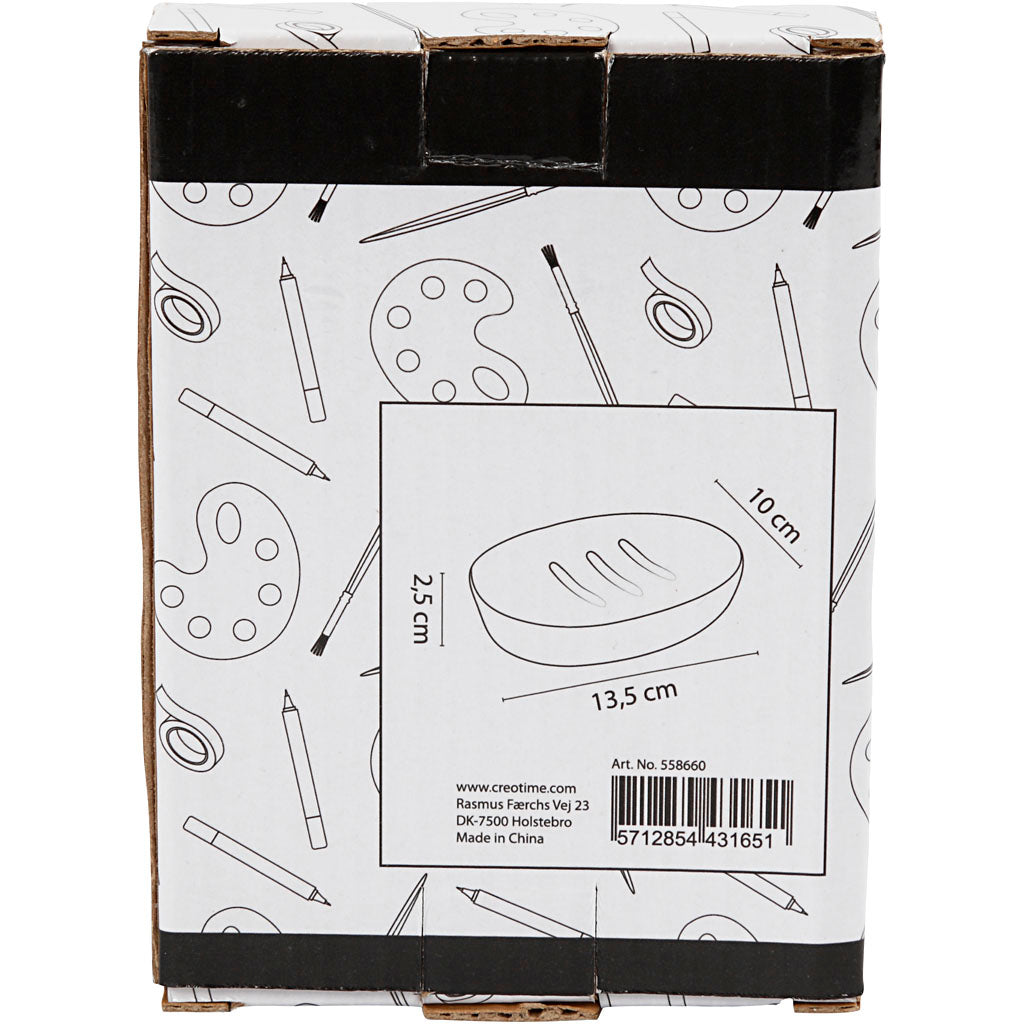 Tvålkopp, H: 2,5 cm, L: 13,5 cm, B: 10 cm, vit, 1 st. [HOB-558660]