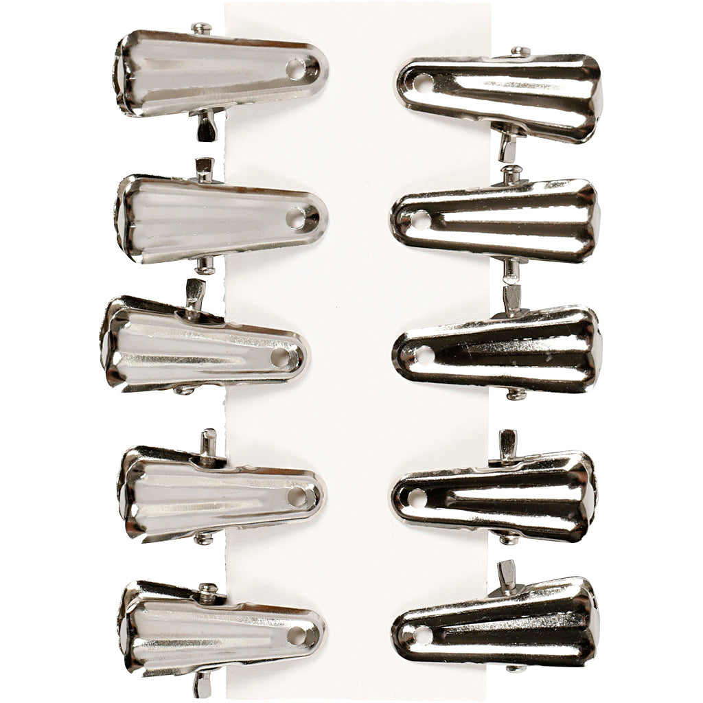 Dekorationsklämma, L: 27 mm, B: 14 mm, silver, 10 st./ 1 förp. [HOB-559540]