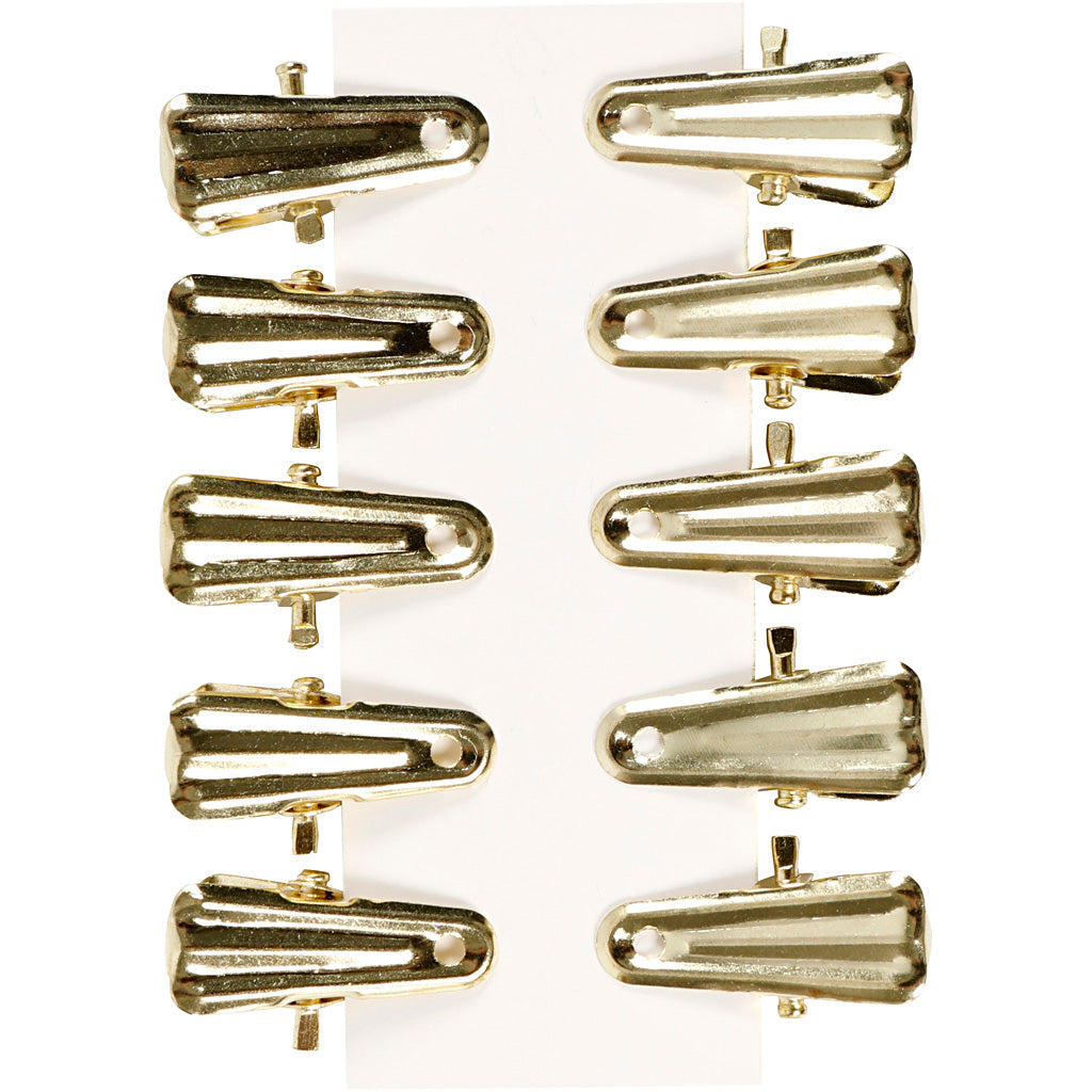 Dekorationsklämma, L: 27 mm, B: 14 mm, guld, 10 st./ 1 förp. [HOB-559541]