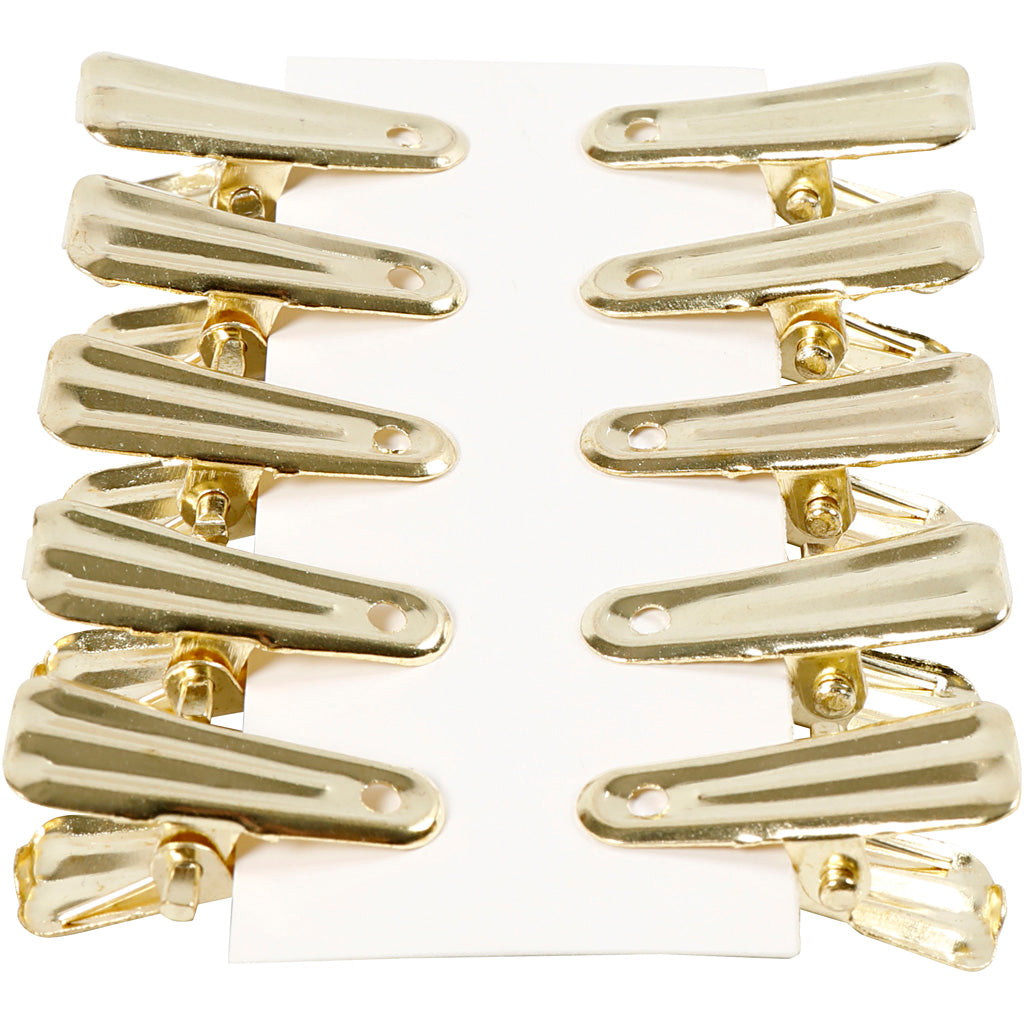 Dekorationsklämma, L: 27 mm, B: 14 mm, guld, 10 st./ 1 förp. [HOB-559541]