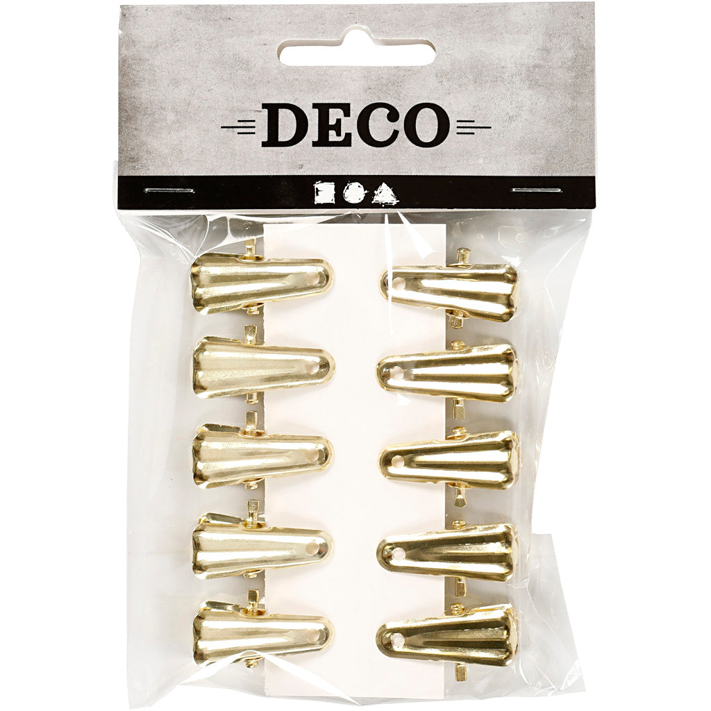 Dekorationsklämma, L: 27 mm, B: 14 mm, guld, 10 st./ 1 förp. [HOB-559541]