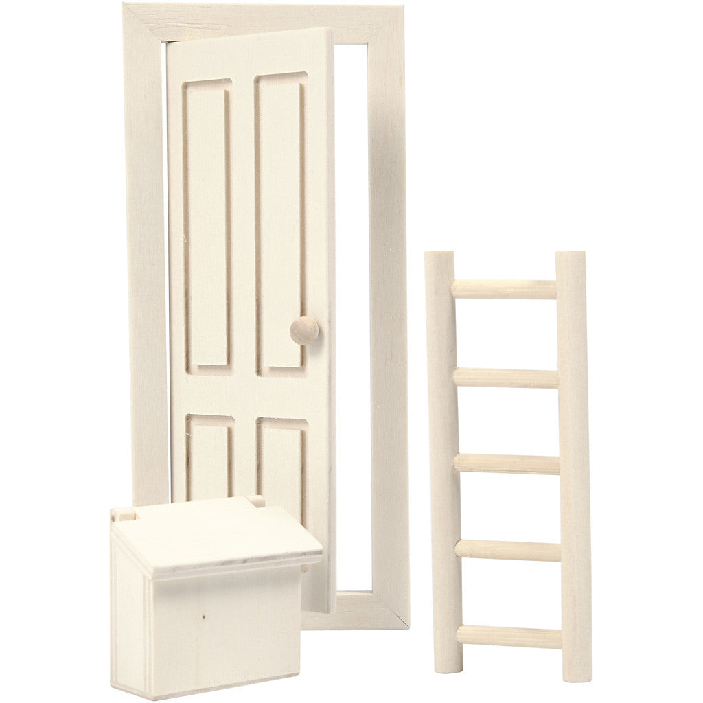 Dörr, brevlåda och stege, stl. 8x18 cm, 1 set [HOB-55961]