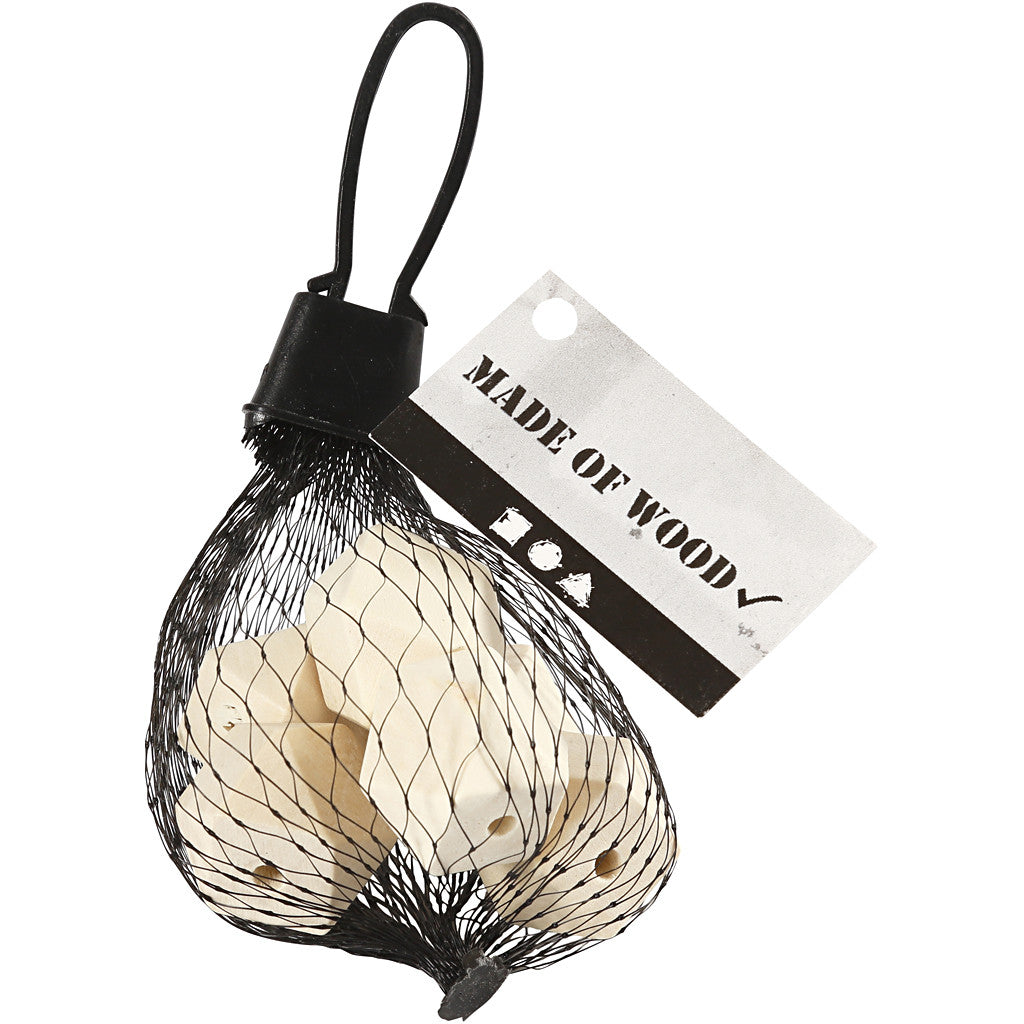 Facettslipade träpärlor, B: 20 mm, Hålstl. 3 mm, 6 st./ 1 förp. [HOB-56125]