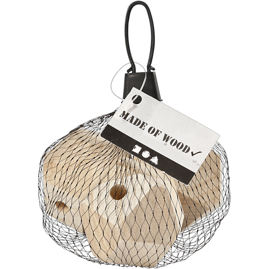 Facettslipade träpärlor, B: 43 mm, Hålstl. 8 mm, 3 st./ 1 förp. [HOB-56126]