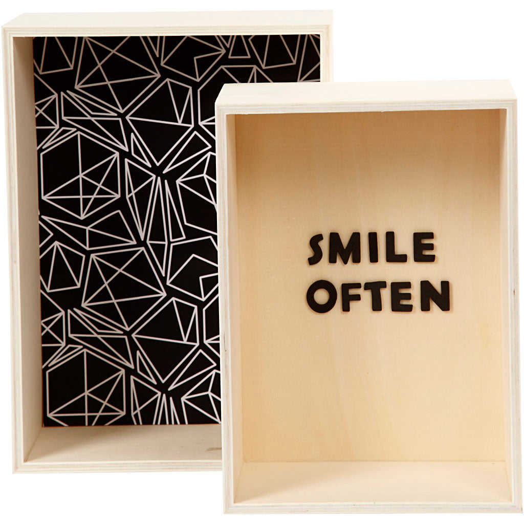 Storage Boxes, rectangle, H: 27+31 cm, W: 19.5+22.5 cm, plywood, 2pcs, depth 12.5 cm [HOB56160]