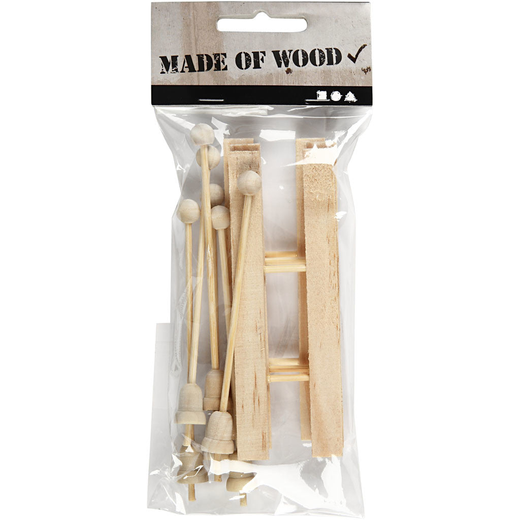 Skidor och stavar , stl. 11x3,8 cm, 3 par/ 1 förp. [HOB-564720]