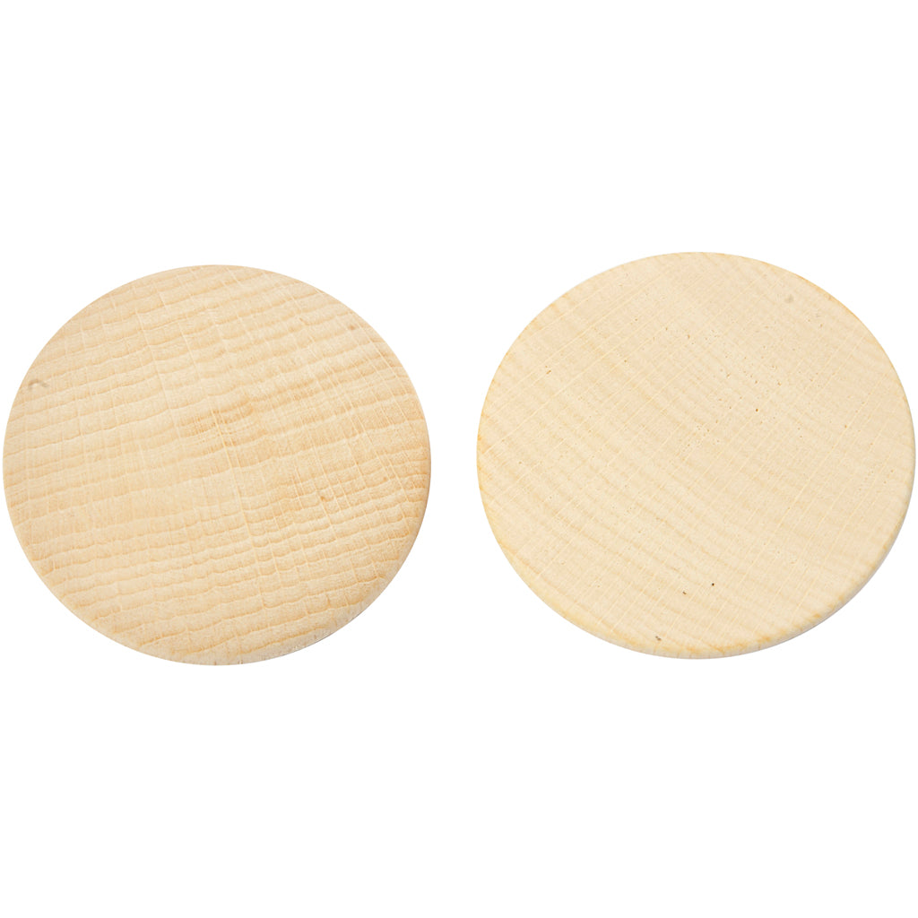 Wooden buttons, dia. 50 mm, thickness 10 mm, 5 pc