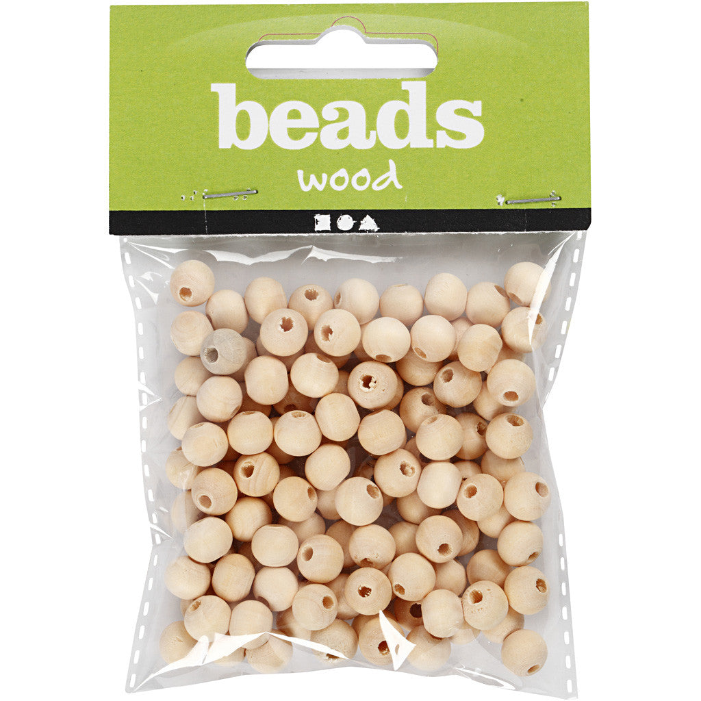 Träpärlor, Dia. 8 mm, Hålstl. 2 mm, 100 st./ 1 förp. [HOB-566620]