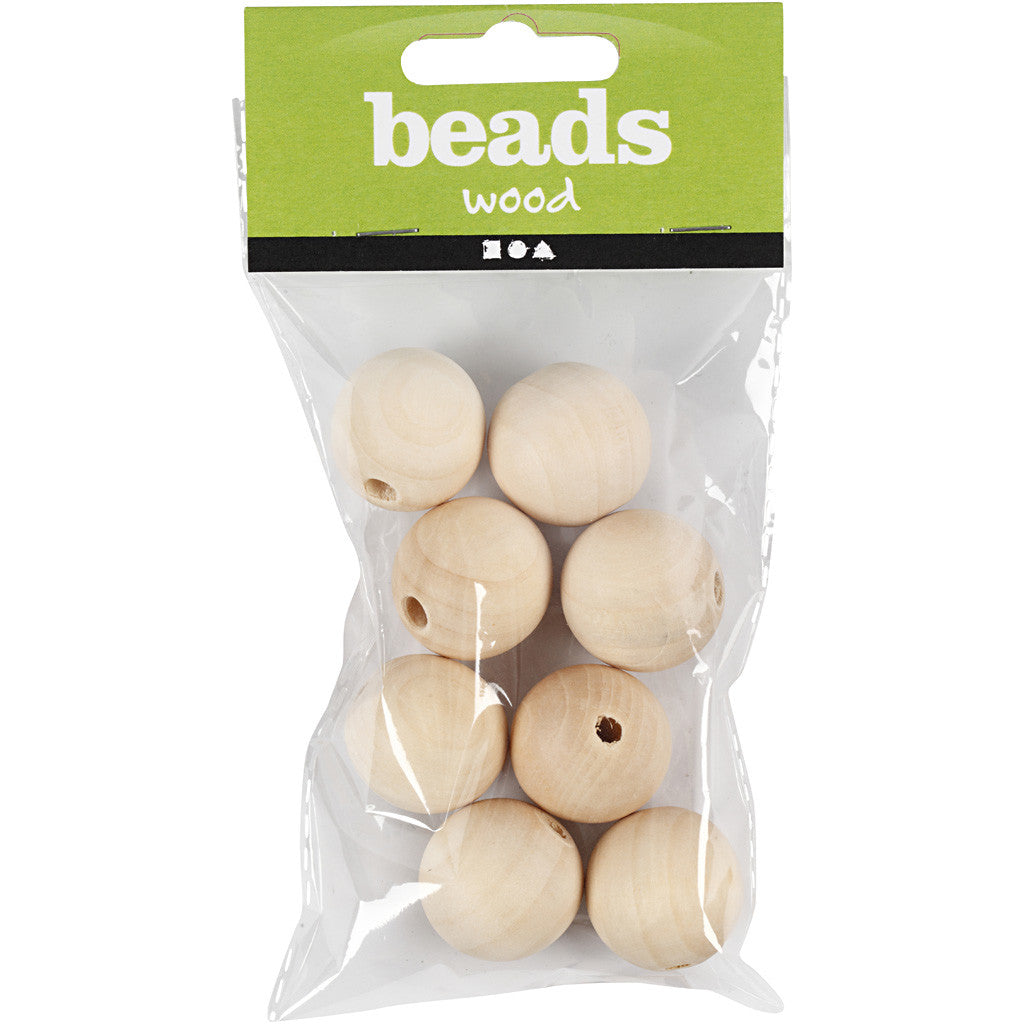 Träpärlor, Dia. 25 mm, Hålstl. 4,5 mm, 8st./ 1 förp. [HOB-566700]