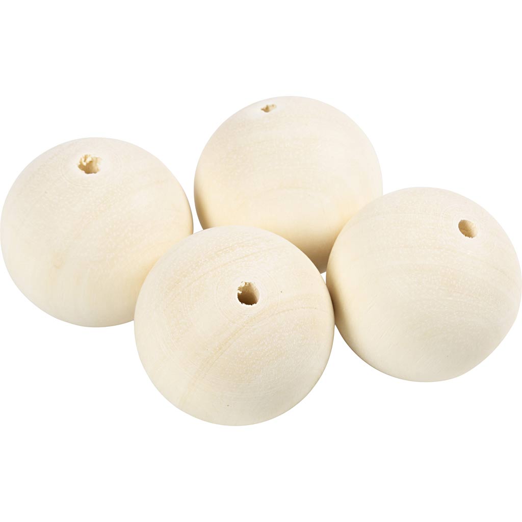 Wooden Bead, dia. 50 mm, hole size 8 mm, 4 pc