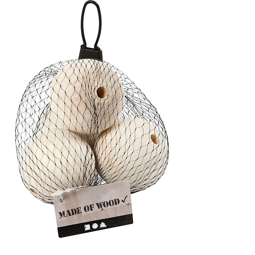 Träpärlor, Dia. 50 mm, Hålstl. 8 mm, 4 st./ 1 förp. [HOB-56678]