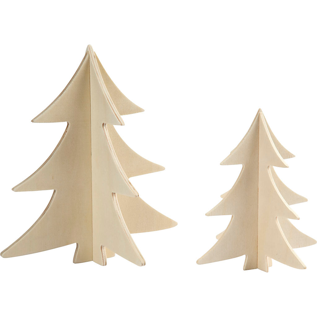 Christmas Trees, H: 13+18 cm, 2 pc