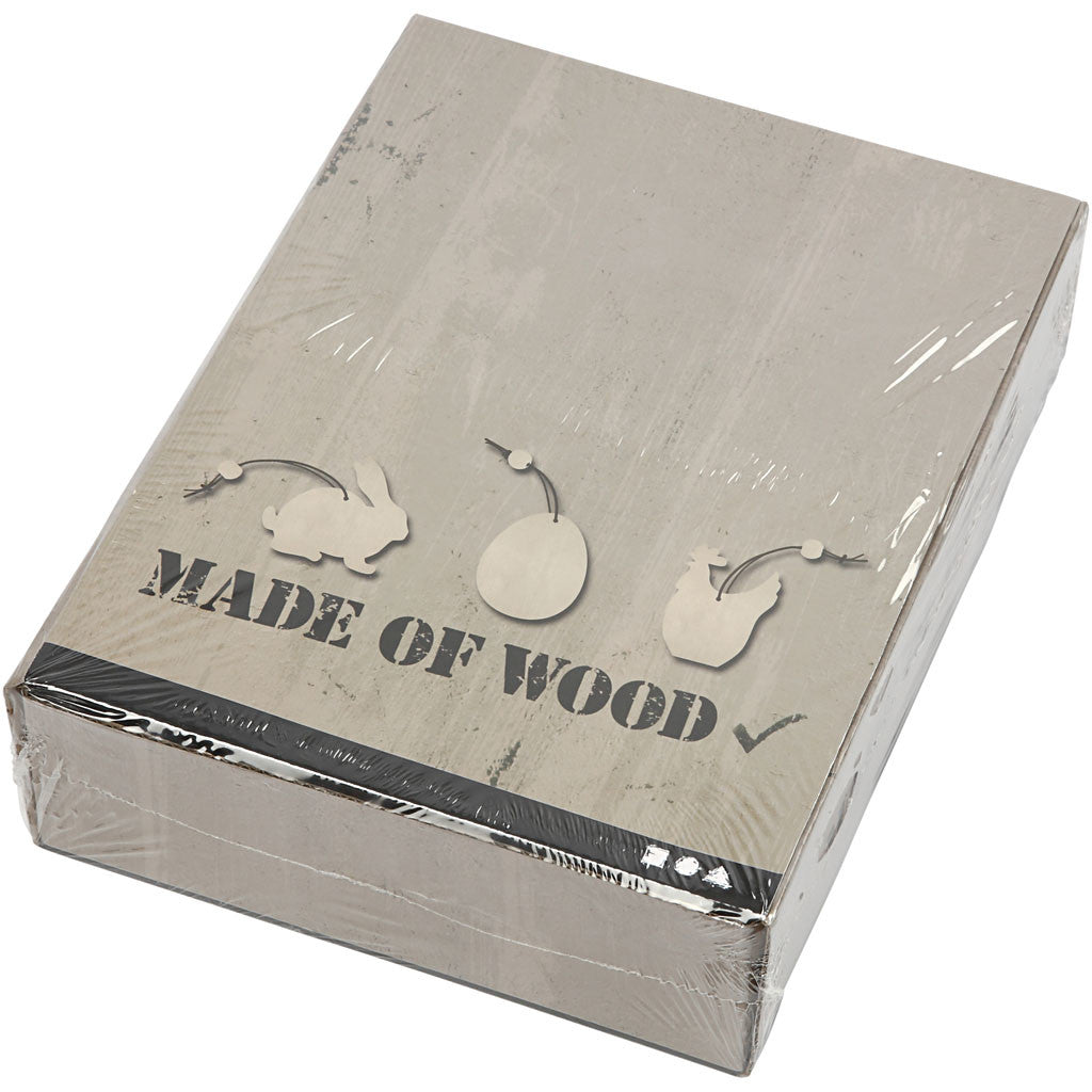 Trädekorationer, Kanin, ägg, höna, stl. 6 cm, tjocklek 3 mm, 200 st./ 1 förp. [HOB-56740]