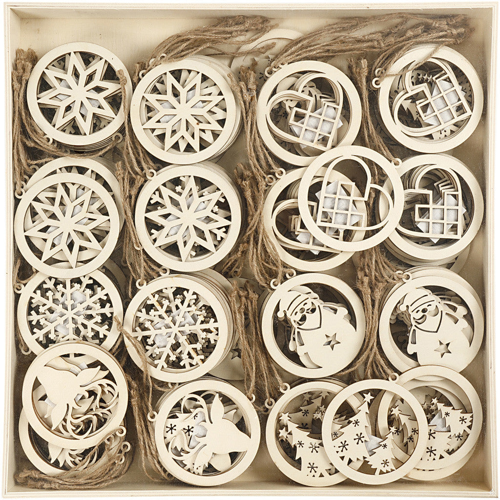 Juldekorationer, Dia. 8 cm, tjocklek 0,3 cm, 144 st./ 1 förp. [HOB-56808]