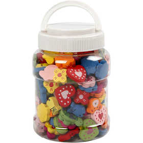 Motivpärlor, stl. 15-20 mm, Hålstl. 1,5 mm, ca. 325 st., 235 g, 700 ml/ 1 burk [HOB-571050]