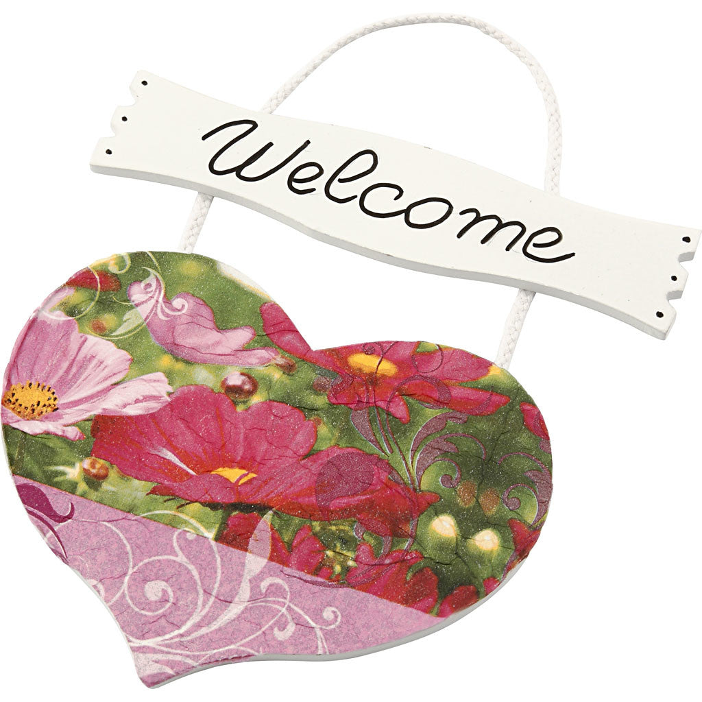 Hjärta med skylt, stl. 28x19 cm, tjocklek 5 mm, 10 st./ 1 förp. [HOB-57484]