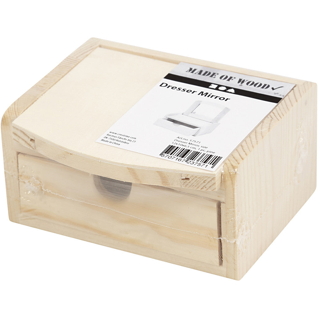 Träbyrå med spegel, stl. 12x10x6,5 cm, 1 st. [HOB-57571]