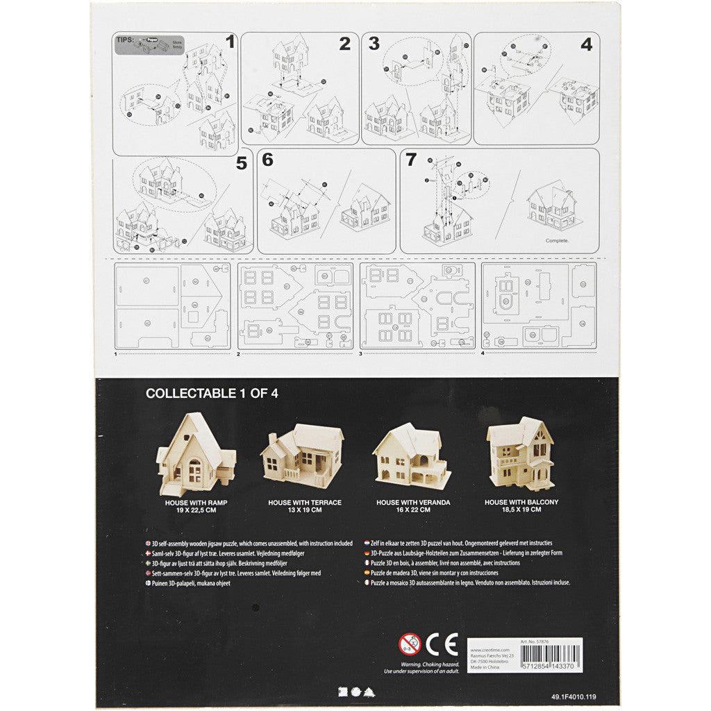 3D Konstruktionsfigur, Hus med veranda, stl. 22,5x16x17,5, 1 st. [HOB-57876]