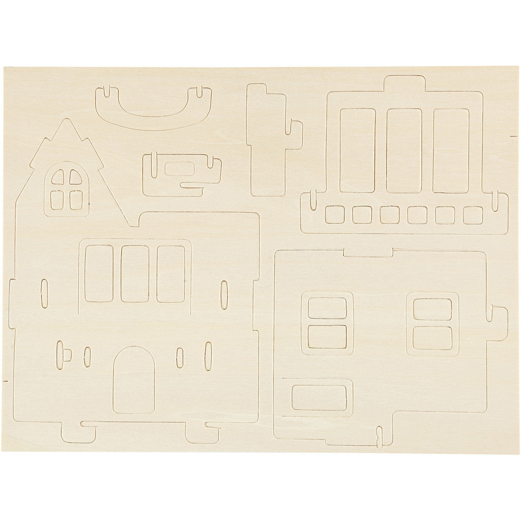 3D Konstruktionsfigur, Hus med altan, stl. 15,8x17,5x19,5, 1 st. [HOB-57877]