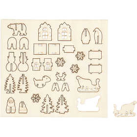 Sätt-ihop-själv träfigurer, jul, L: 15,5 cm, B: 17 cm, tjocklek 3 mm, 1 förp. [HOB-57882]