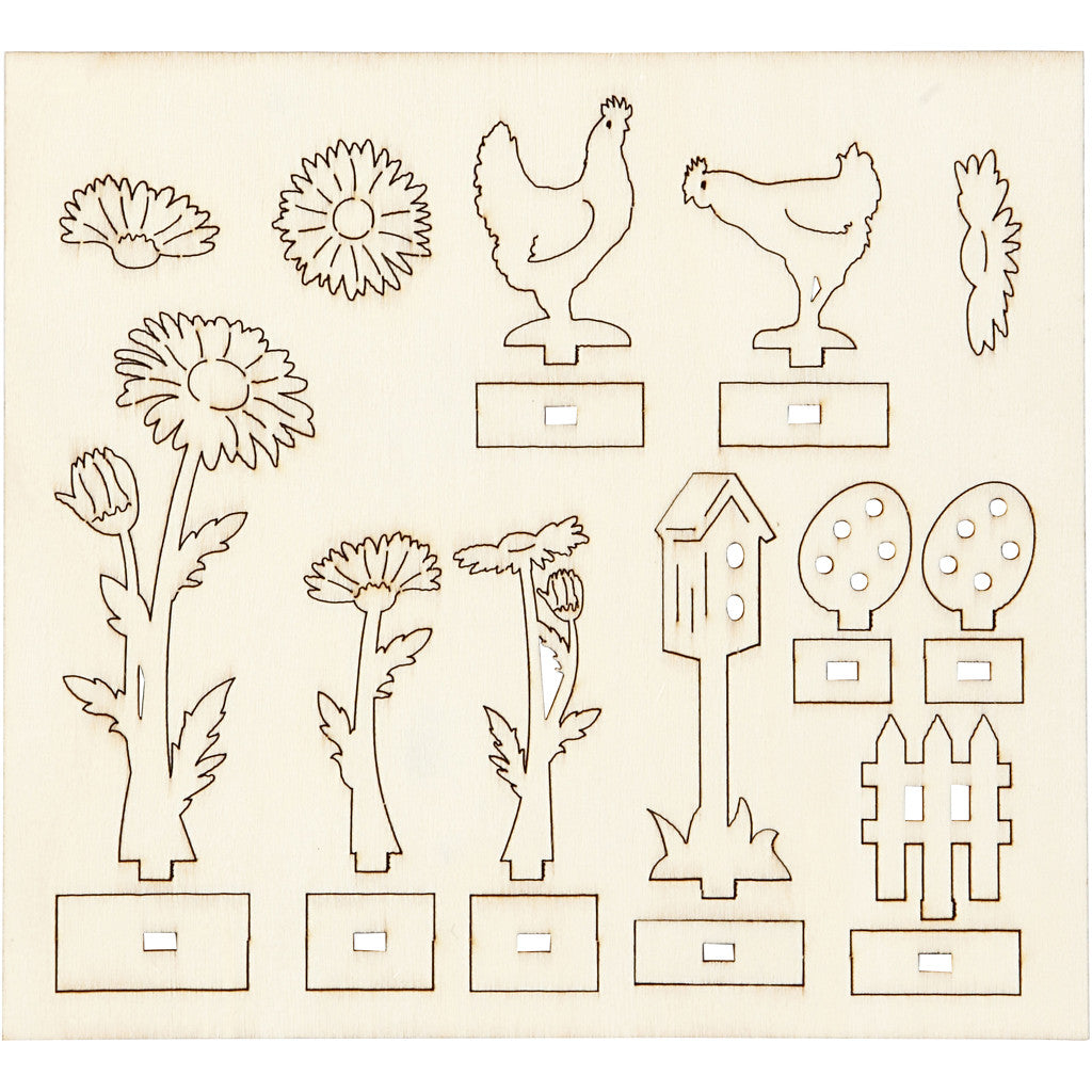 Sätt-ihop-själv träfigurer, L: 15,5 cm, B: 17 cm, tjocklek 3 mm, 1 förp. [HOB-57941]