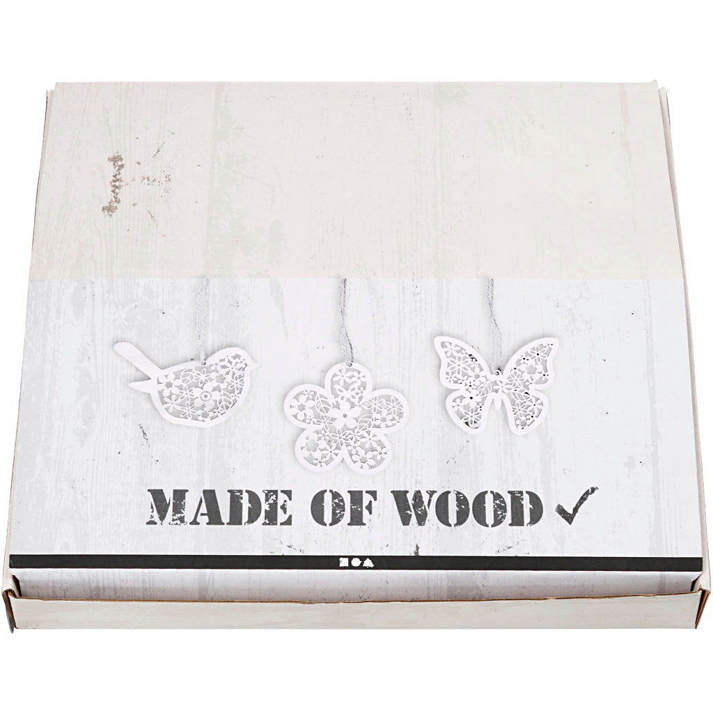 Trädekorationer, fjäril, blomma, fågel, H: 10 cm, B: 10 cm, 90 st./ 1 förp. [HOB-57971]