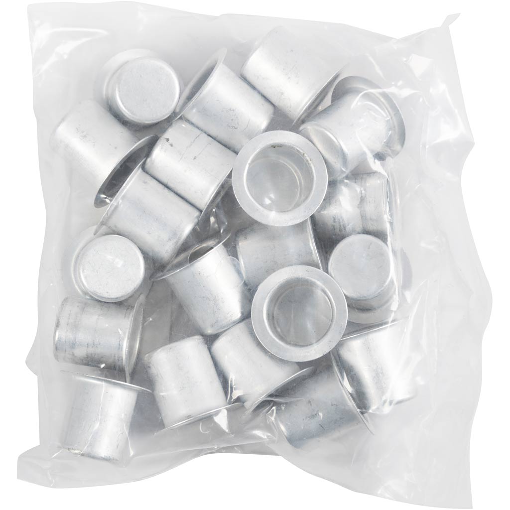 Metallinsats för ljus, H: 15 mm, Dia. 12 mm, 20 st./ 1 förp. [HOB-58017]