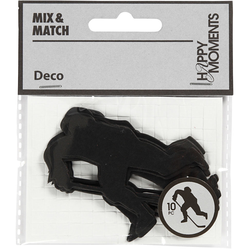 Kartongetiketter, ishockeyspelare, stl. 54x64 mm, svart, 10 st./ 1 förp. [HOB-586030]