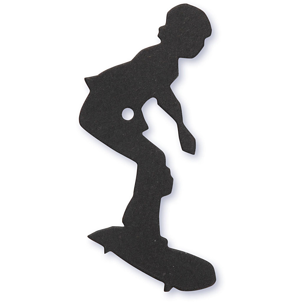 Cardboard Emblem, skater, size 56x67 mm, black, 10 pc