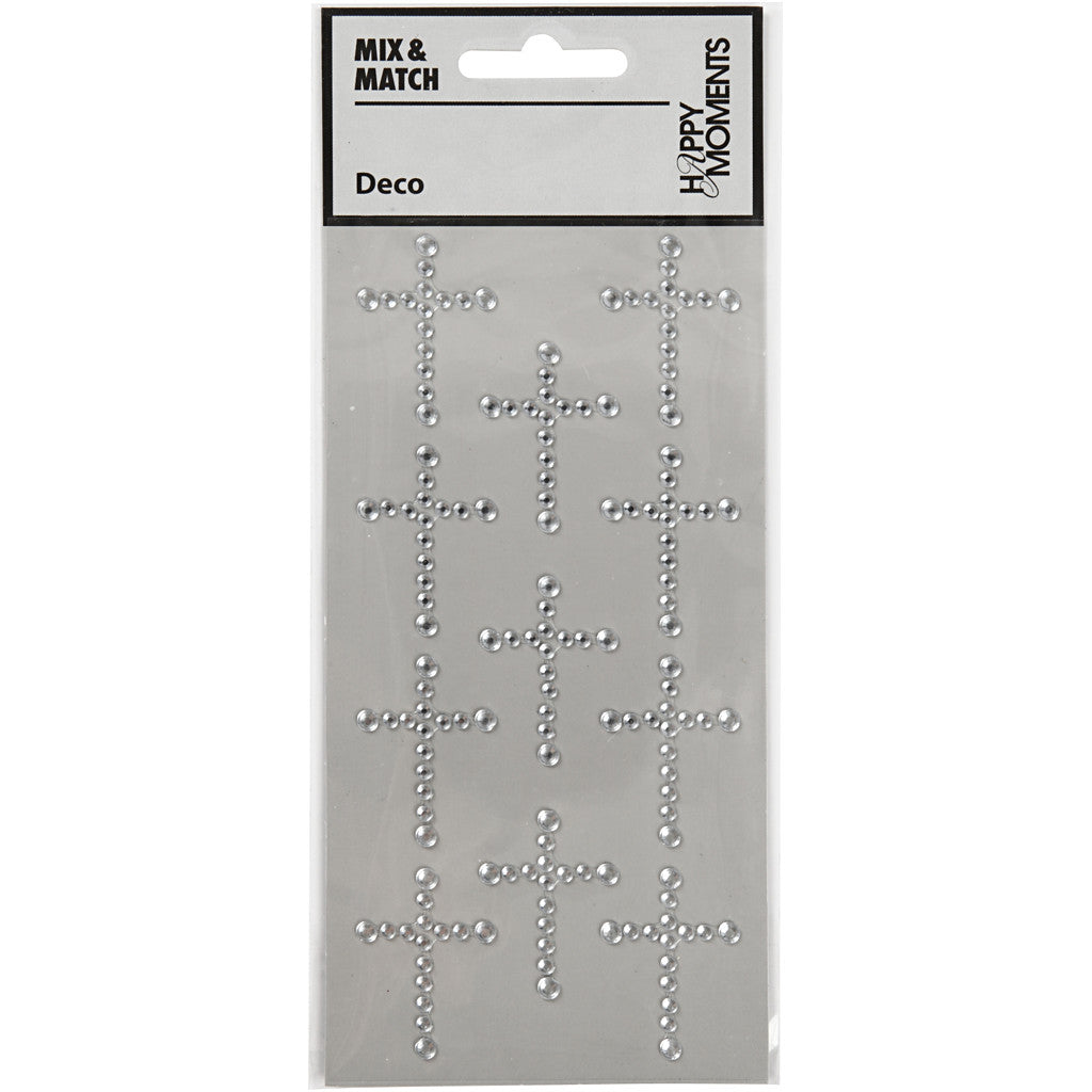 Rhinstenskors, stl. 35x25 mm, silver, 11 st./ 1 förp. [HOB-586043]