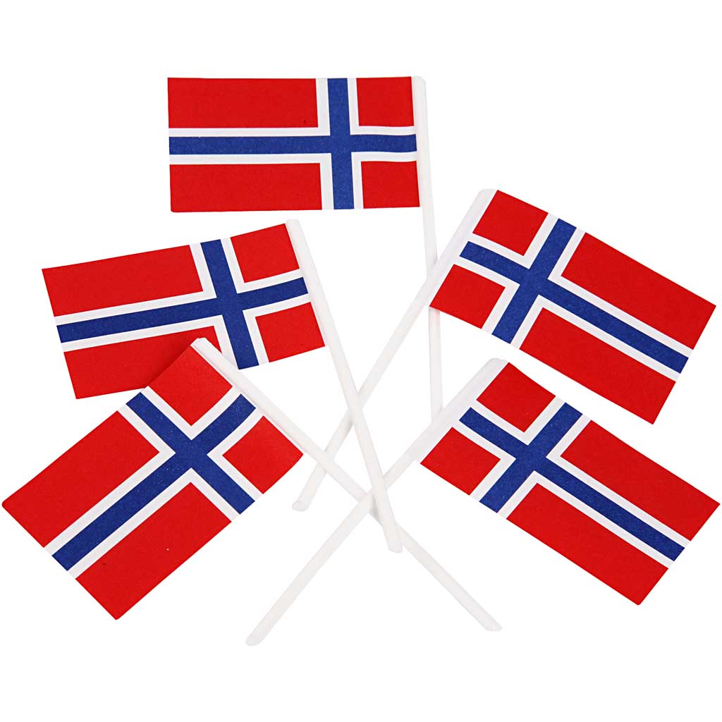 Cake Flags, size 30x50 mm, 100 pc, Norway