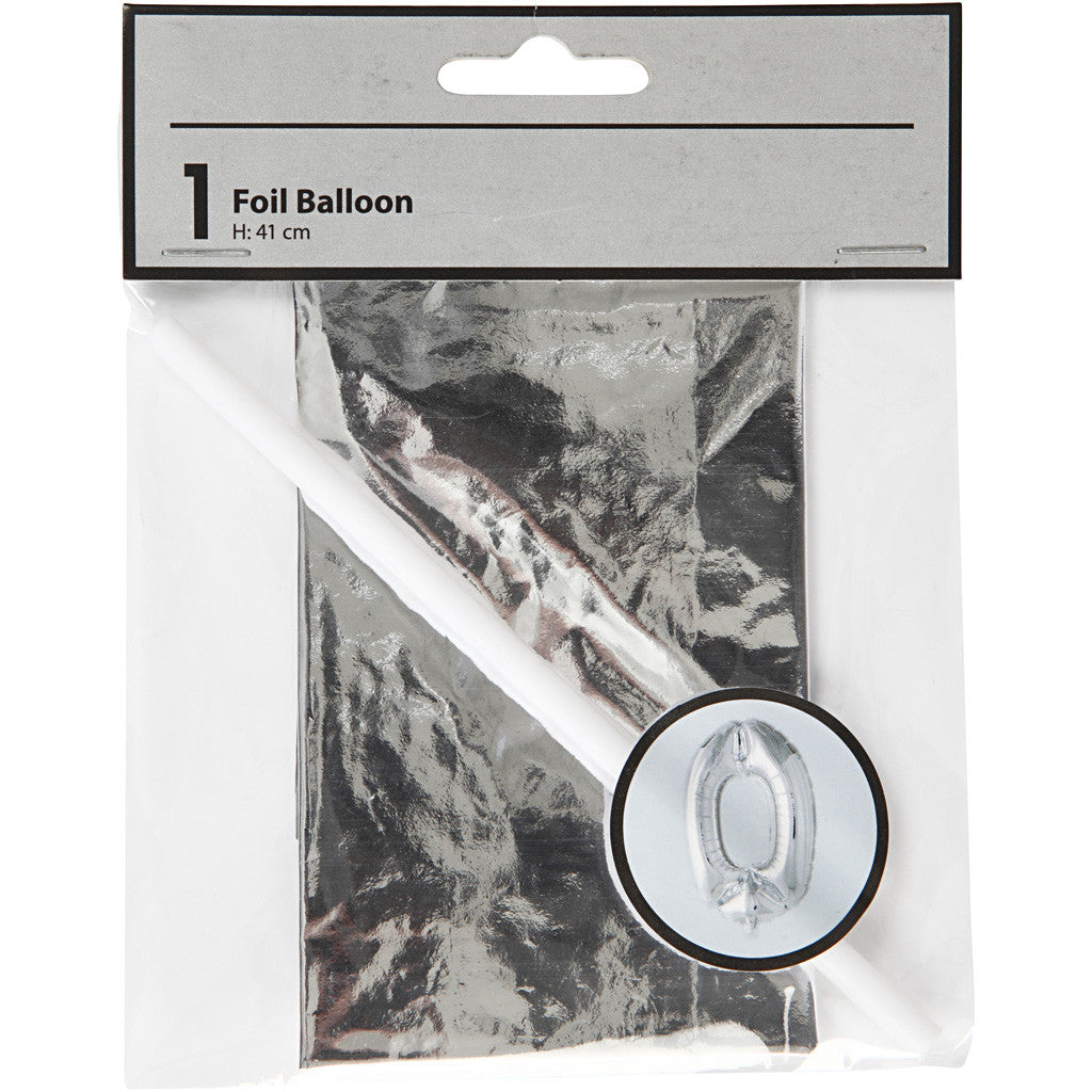 Folieballong, 0, H: 41 cm, silver, 1 st. [HOB-59184]