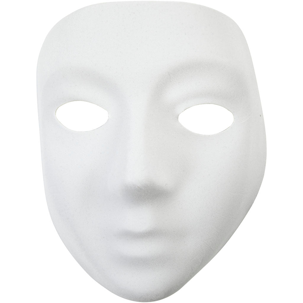 Helmasker, H: 17,5 cm, B: 14 cm, vit, 1 st. [HOB-592440]