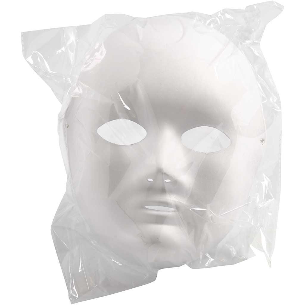 Helmask av papp, H: 22 cm, B: 17 cm, vit, 1 st. [HOB-592530]