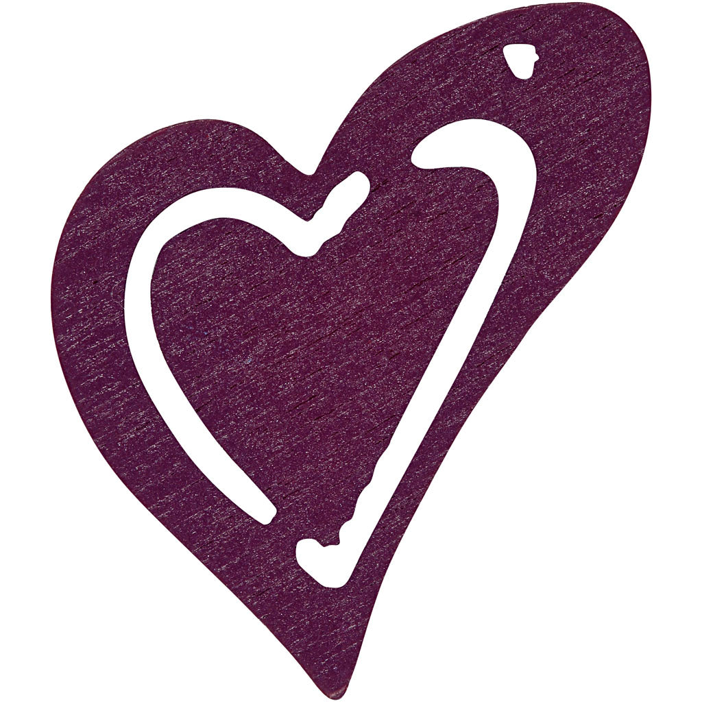 Heart, size 25x22 mm, thickness 1,7 mm, dark purple, 20 pc