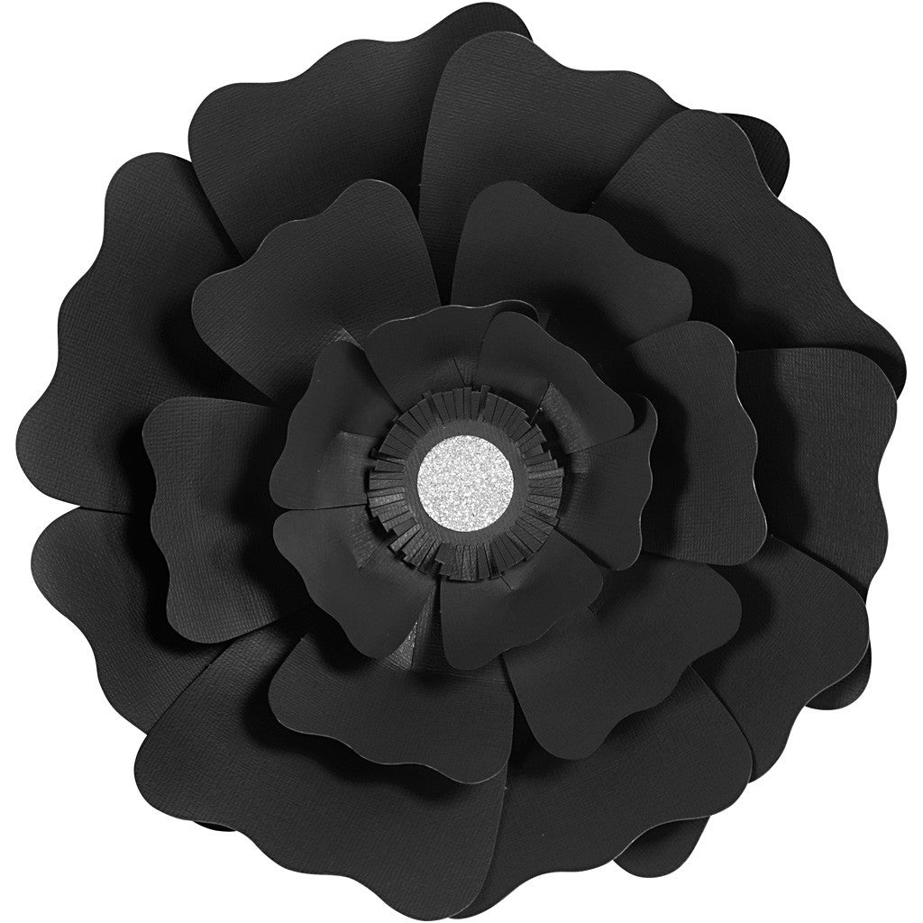 Pappersblommor, Dia. 15+25 cm, 230 g, svart, 2 st./ 1 förp. [HOB-599902]
