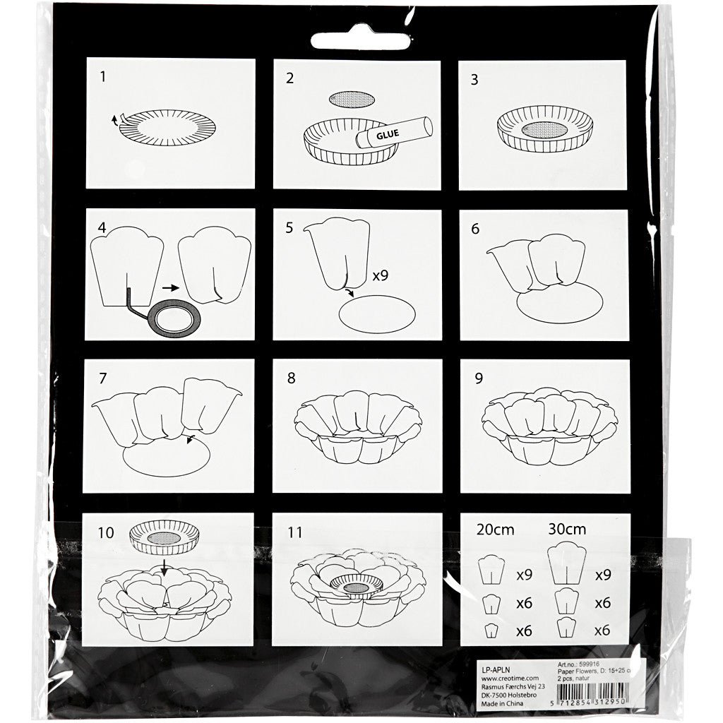 Pappersblommor, Dia. 15+25 cm, natur, 2 st./ 1 förp. [HOB-599916]