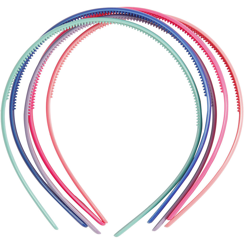 Diadem, B: 8 mm, mixade färger, 5 st./ 1 förp. [HOB-600830]