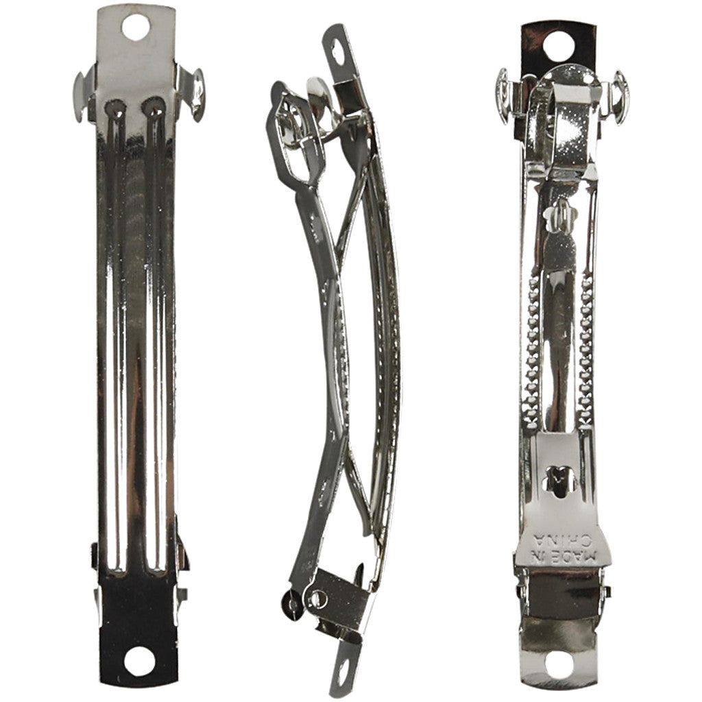 Hårspännen, L: 8 cm, B: 8 mm, försilvrad, 30 st./ 1 förp. [HOB-600882]