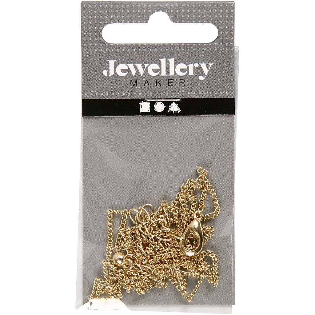 Kedja, L: 80 cm, Dia. 1 mm, förgylld, 1 st. [HOB-60159]