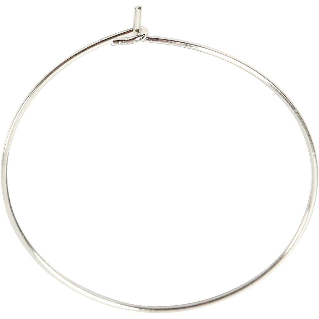 Beading Hoops, dia. 30 mm, silver-plated, 6 pc