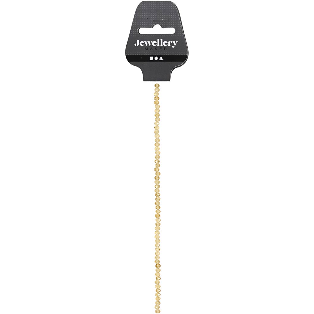 Facettpärlor, Dia. 4 mm, Hålstl. 1 mm, gul, 45 st./ 1 förp. [HOB-60981]
