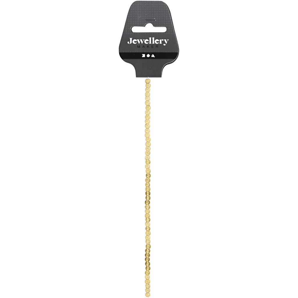 Glaspärlor, Dia. 4 mm, Hålstl. 1 mm, gul, 45 st./ 1 förp. [HOB-60991]