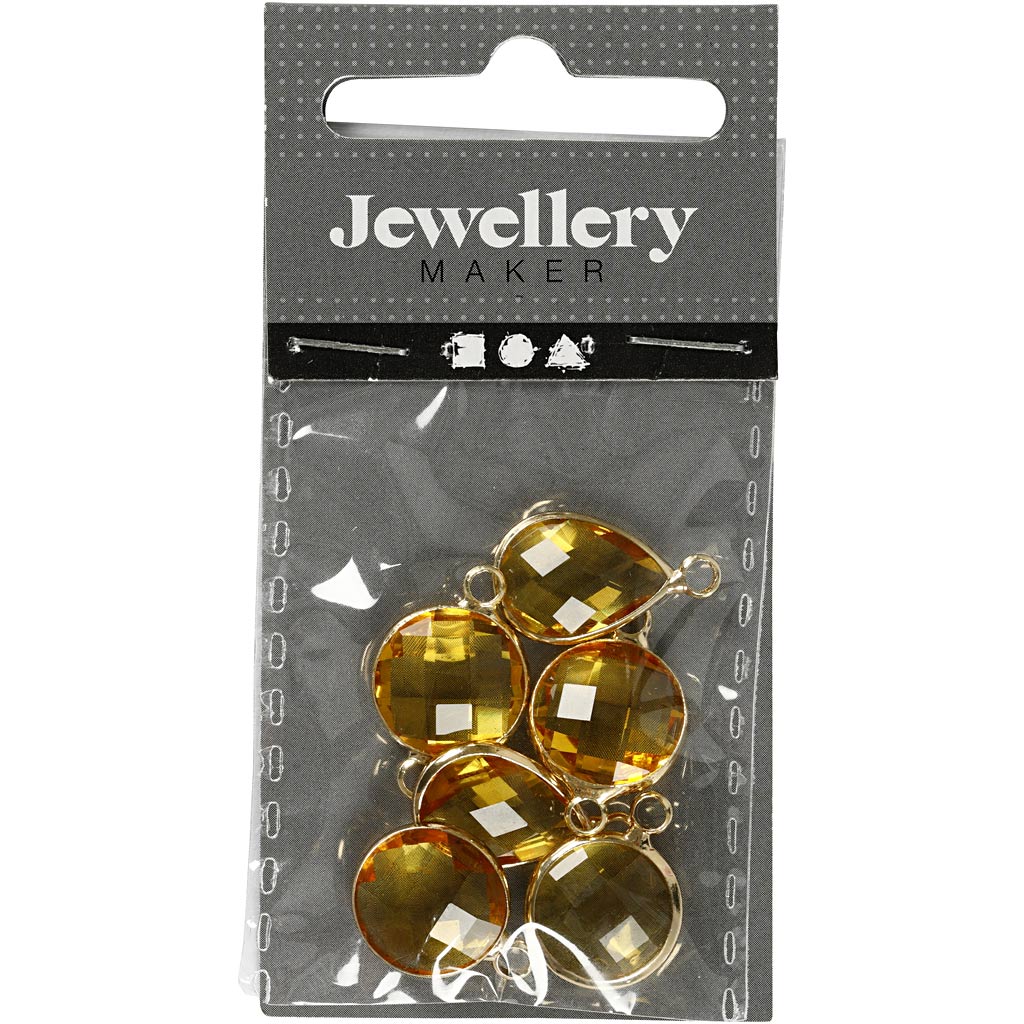 Smyckeberlock, H: 15-20 mm, Hålstl. 2 mm, gul, 1 förp. [HOB-61029]