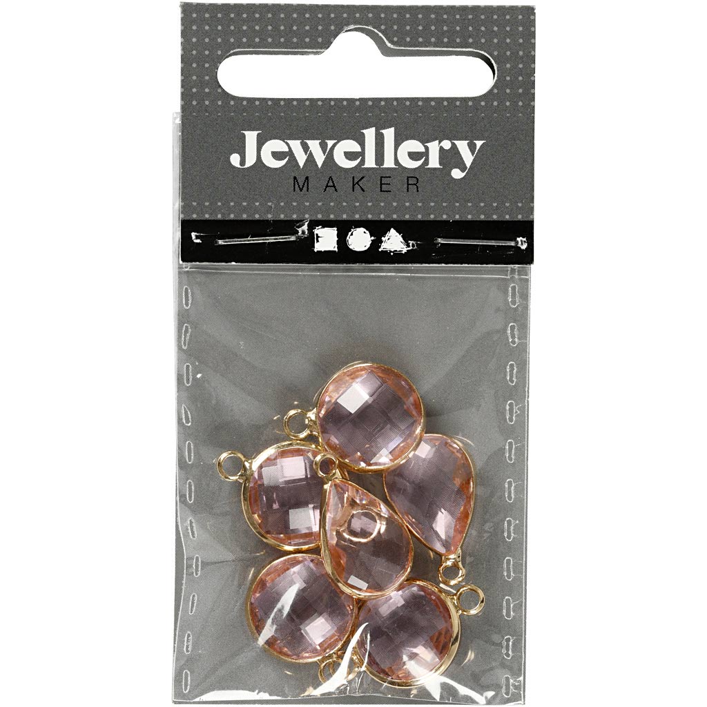 Smyckeberlock, H: 15-20 mm, Hålstl. 2 mm, ljusrosa, 1 förp. [HOB-61031]