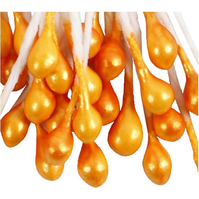 Ståndare för Blommor, L: 6,4 cm, Dia. 2 mm, orangemetallic, 100 st./ 1 förp. [HOB-610353]