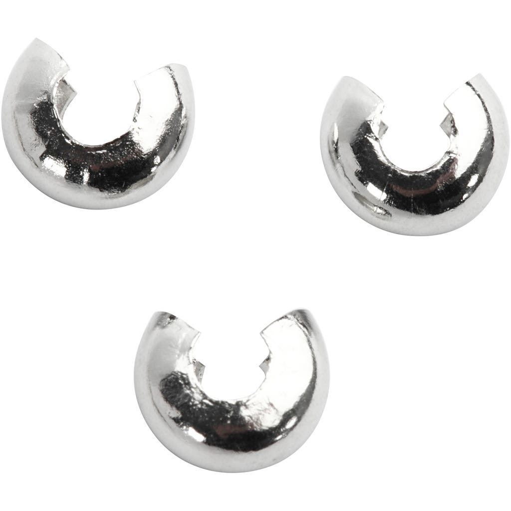 Knuttäckare till elastik, Dia. 5 mm, försilvrad, 50 st./ 1 förp. [HOB-610610]